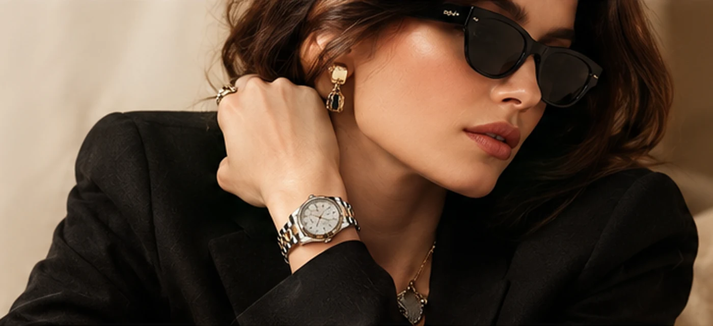 Luxury fashion editorial with elegant styling and accessories